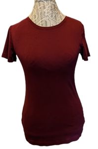 Eddie Bauer Burgundy Short Sleeved Tee SZ M Cotton Lightweight